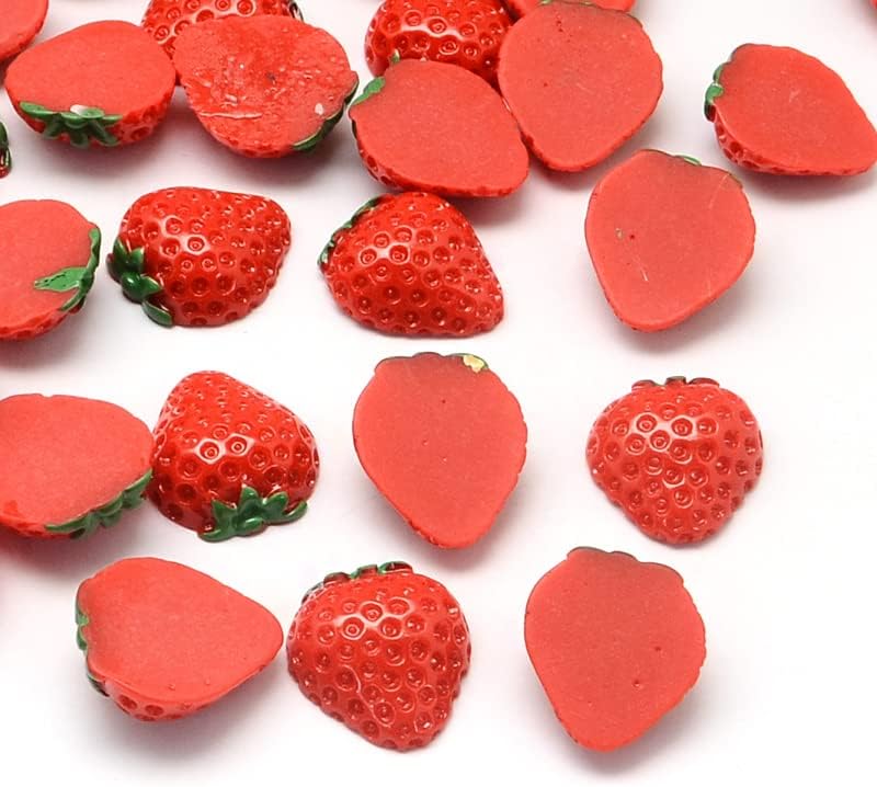 Miniatura 8 de Ipotkitt 200 piezas de cabujones de resina de fresa, dijes de limo para manualidades, álbumes de recortes, accesorios de decoración - 0.787 x 0.709