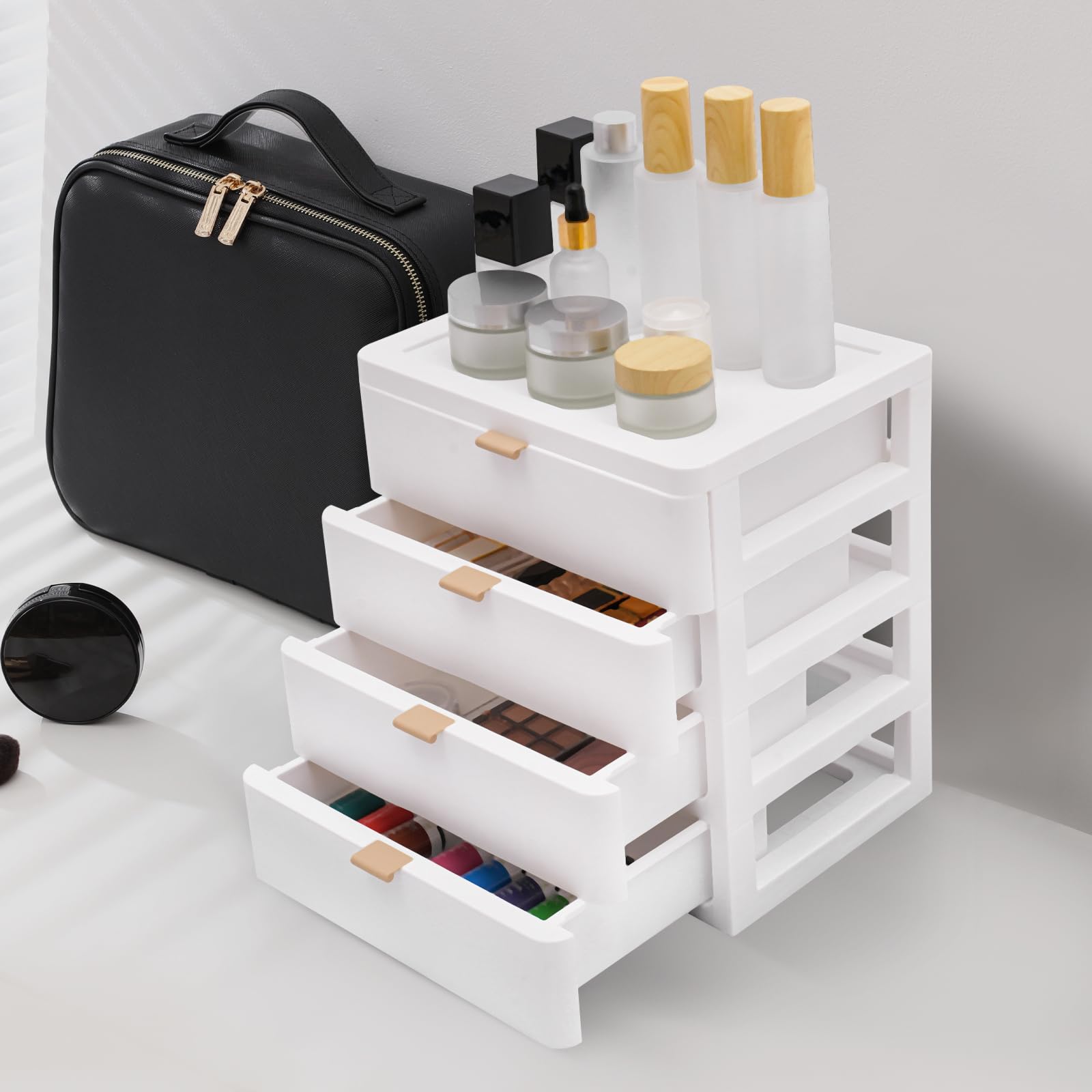 Organizer Da Scrivania Woodaholic In Legno - 4 Cassettiere Con 16 Cassetti, Impilabili, Design Moderno, 50,8x17,8x50,8 Cm - 6