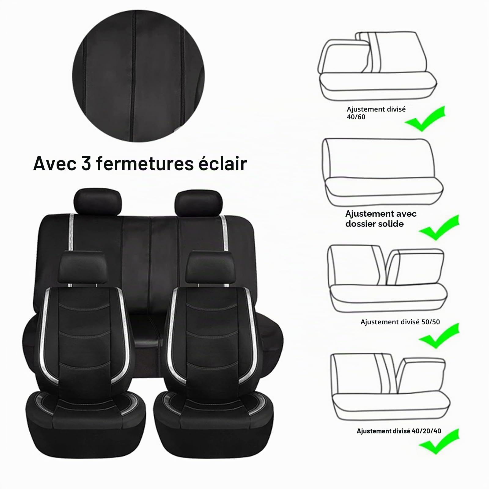 Housse Siege Voiture, pour Toyota Yaris Cross/Hybrid 2020-2025 2026 Avant Arrière Ensembles Housses Siège, Respirant Toutes Saisons, Accessoire Voiture,C