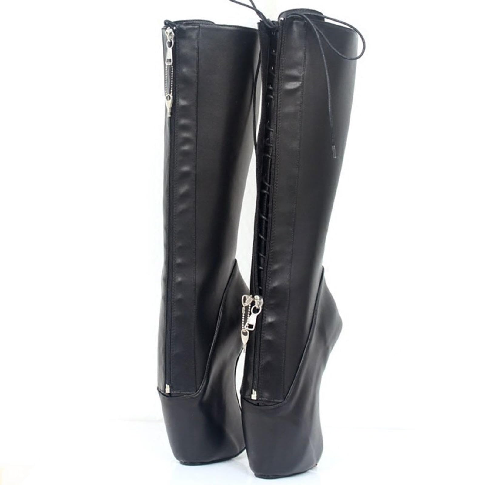 Rjxgecuf Black High Heels 18Cm Ballet Boots Mid Calendar With Lock,-45