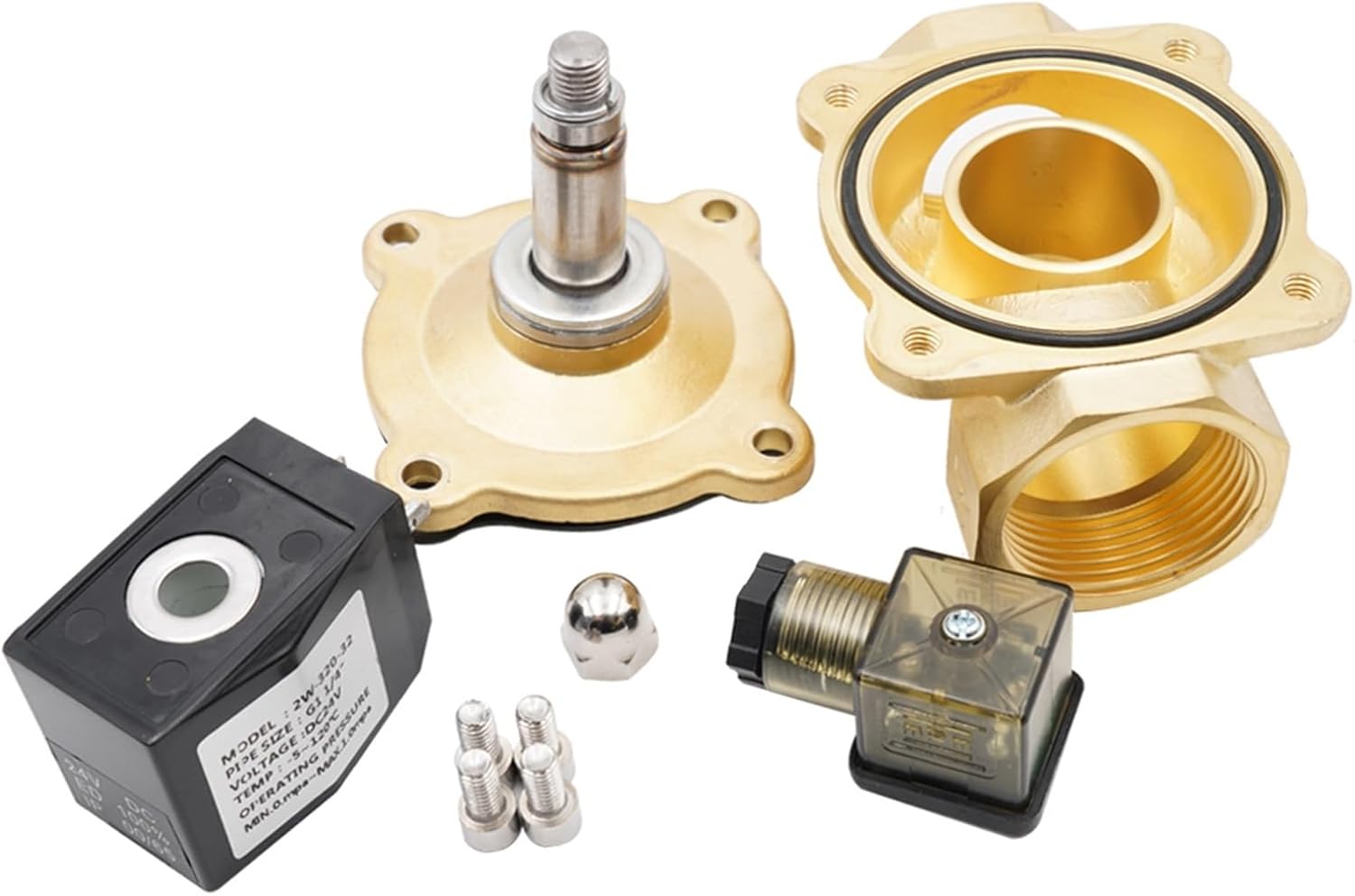 G3/8"" toG2 Brass Electric Air Solenoid Valve Normally Closed Solenoid Valve for Hot Water Oil Air AC220V DC12V 24V 0~1.0Mpa IP65(Ac 380v-nbr,1.5 Inch)