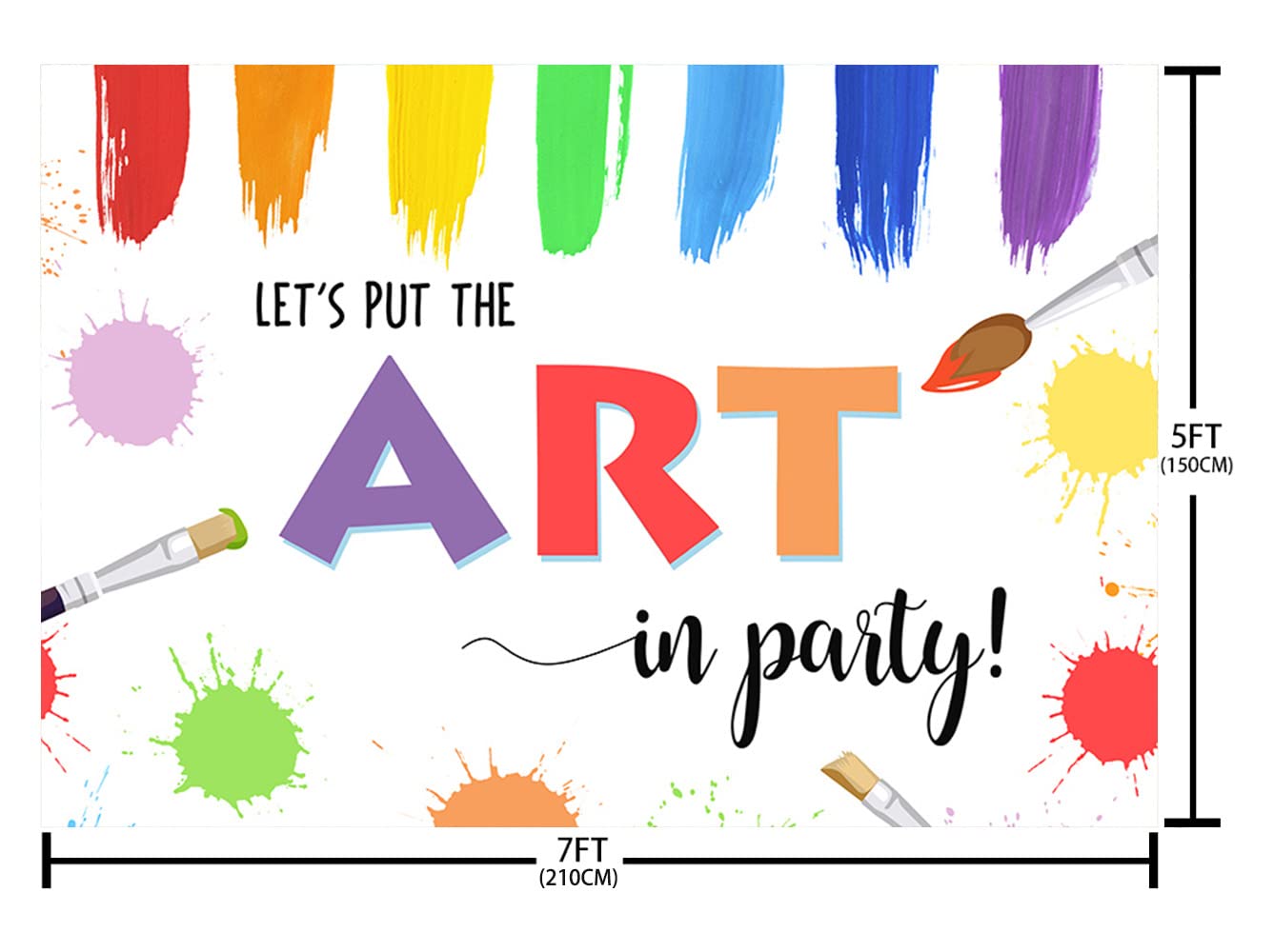 Printable Art Party Backdrop. Painting Birthday Party Decor. Custom Paint 6,5'x6,5' Banner. Color Splashes Painting Art Theme Background - UK