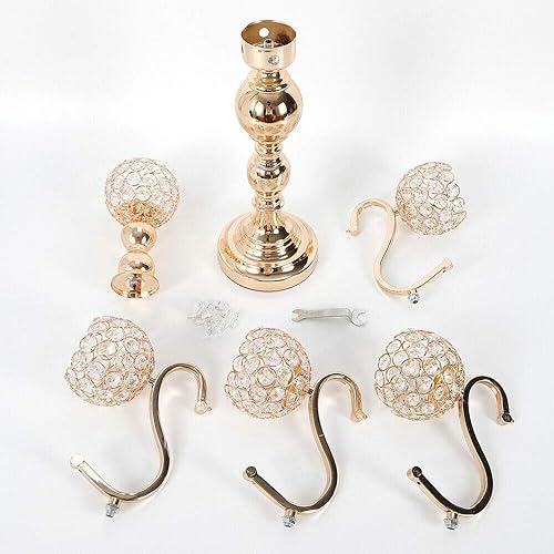 Miniatura 7 de Munsinn - Portavelas de cristal dorado con 5 brazos, candelabros para decoración del hogar (22 pulgadas de alto)