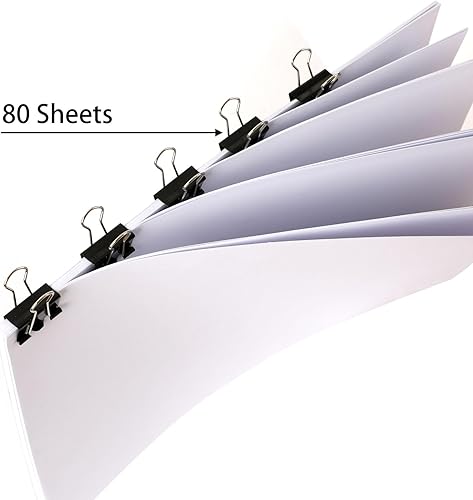 Miniatura 4 de SANNIX 42 clips para carpeta, clips de carpeta de 1 pulgada y 0.984 in, abrazaderas de papel negro, tamaño mediano para oficina, hogar, escuela