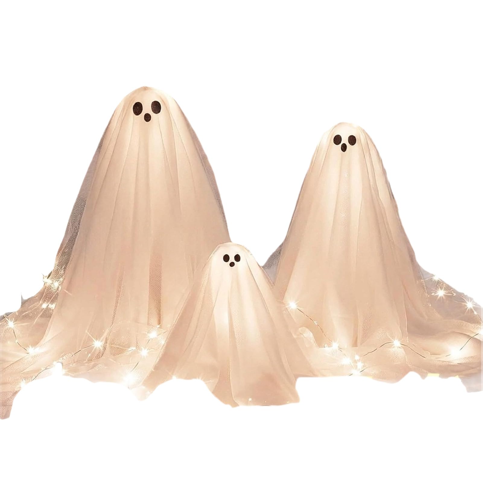 Tuxoiou 3Pcs Halloween Lighted Ghost Decor, LED Table Lamp Set, Spooky