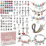 115pcs Bracelet Making Kit Cute Stuff Gifts for Girls, Charms for Bracelets, Beads for Kids Crafts