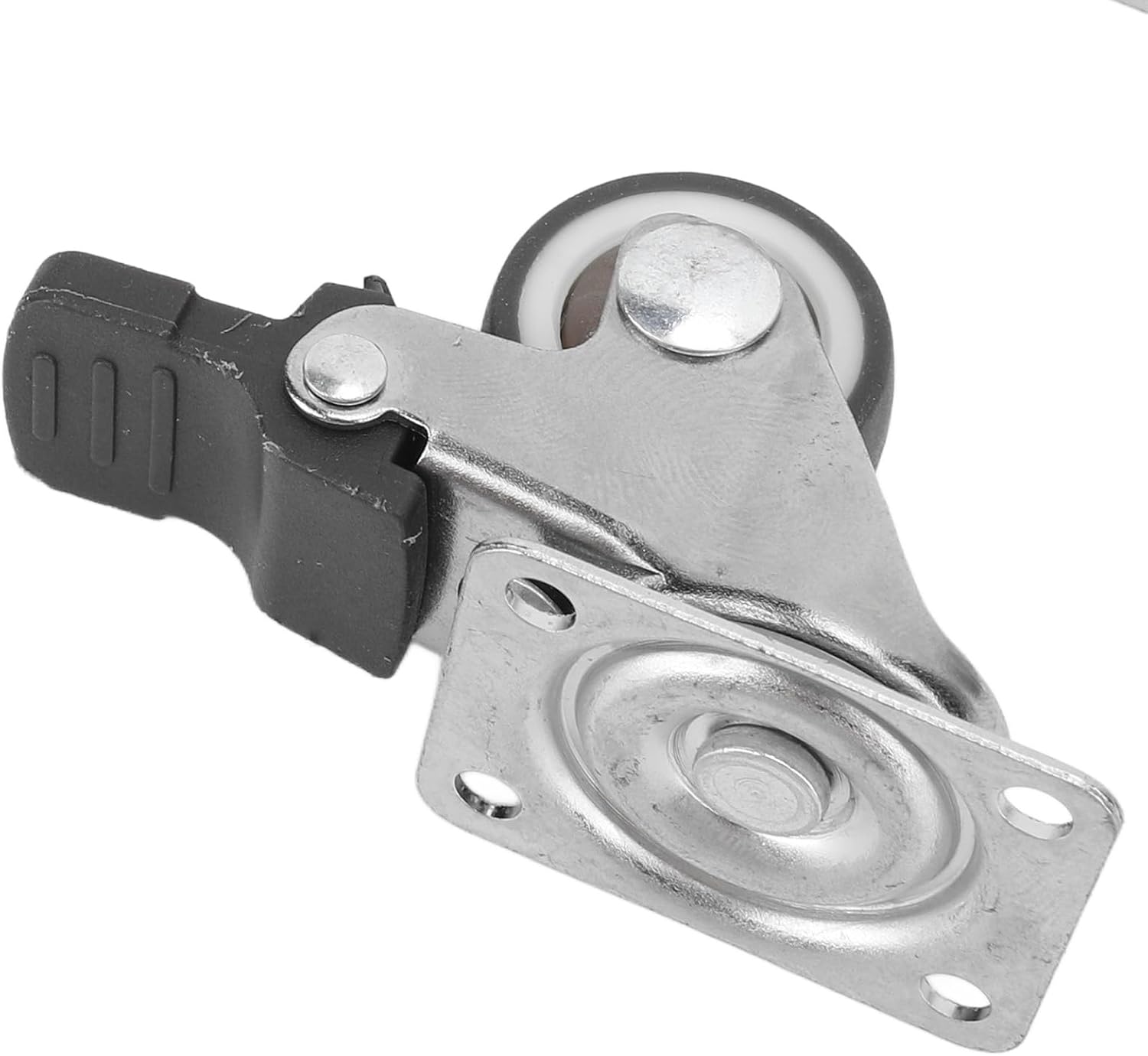 Caster Wheels, 4Pcs Small Caster Wheels 1in Diameter Steel Rubber Rotating Locking Brake Plate Caster for Replacement Chair Table Trolley Fixed Castor