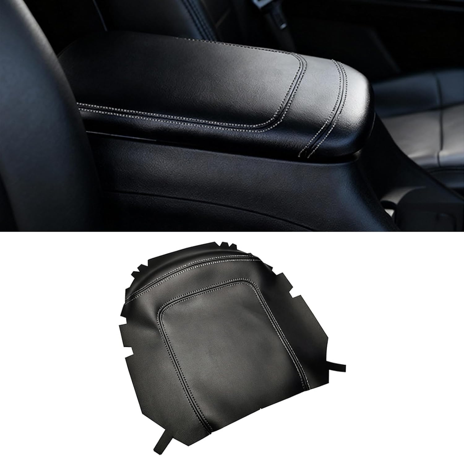 Center Console Armrest Pad Covers for Ford F150 Lariat 1997 1998 1999 2000 2001 2002 2003,Car Arm Rest Seat Box Leather Protectors,Anti-Scratch,Car Interior Accessories,Black+Red line