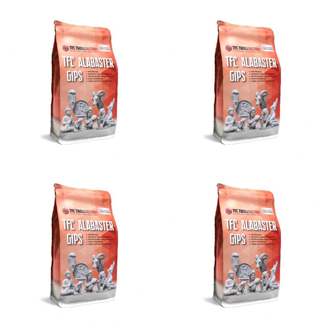 TFC Alabaster Gips, naturalnie biały, 4x5 kg I Masa do odlewania do form silikonowych, do malowania i modelowania, odcisk dłoni, brzuch ciążowy I bardzo drobny