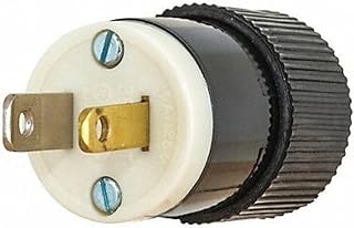 Bryant Electric 9754NS 15 Amp, 125V, 2-Pole, 2-Wire, Polarized, Industrial Grade Plug, Black & White
