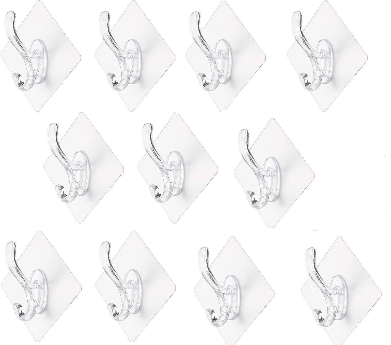 ADTALA 15 Pcs Bathroom Wall Hooks Utility for Towel Bathrobe Coats,Bathroom Kitchen Waterproof and Oil Proof Nail Free Transparent Heavy Duty Wall Hook & Ceiling Hanger (15 Pcs, Code-128 Hook)