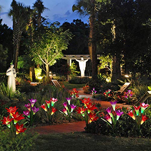 Liuqingwind 7O52WMG5UXRIWL4WMOWXJH8 Outdoor Solar Garden Stake Lights White/Multi-Color Changing Artificial Lily Solar Power Led Lamp Landscape Light thumb #5