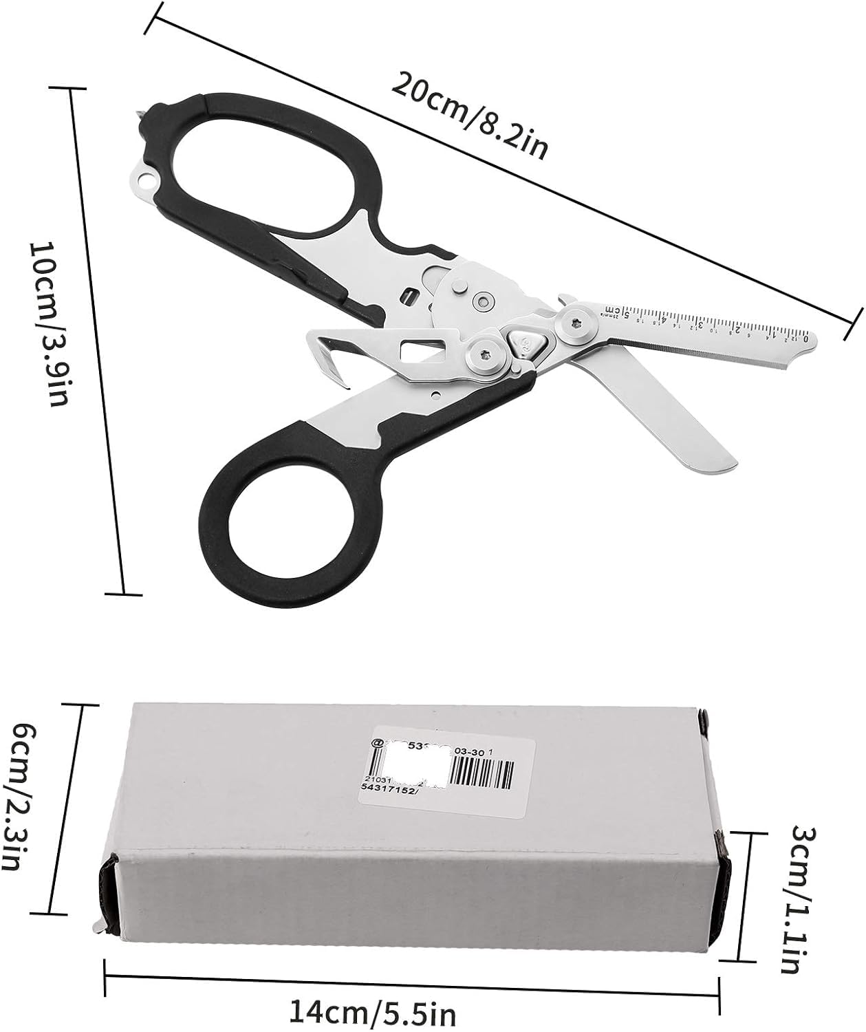 Pinze pieghevoli 6 in 1, in acciaio legato, argento, 20,8 x 9,9 cm, 300 g, multiuso, portatili, forbici di emergenza per sopravvivenza all'aperto, casa