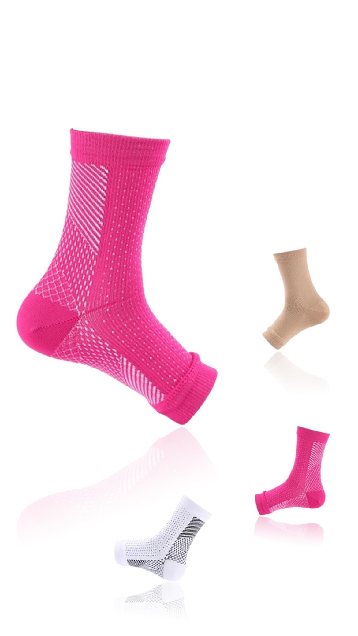 Sweet sevenNeuropathy Socks (3 Pairs) - Ankle Brace Compression Support & Arch Support for Women & Men (S/M)