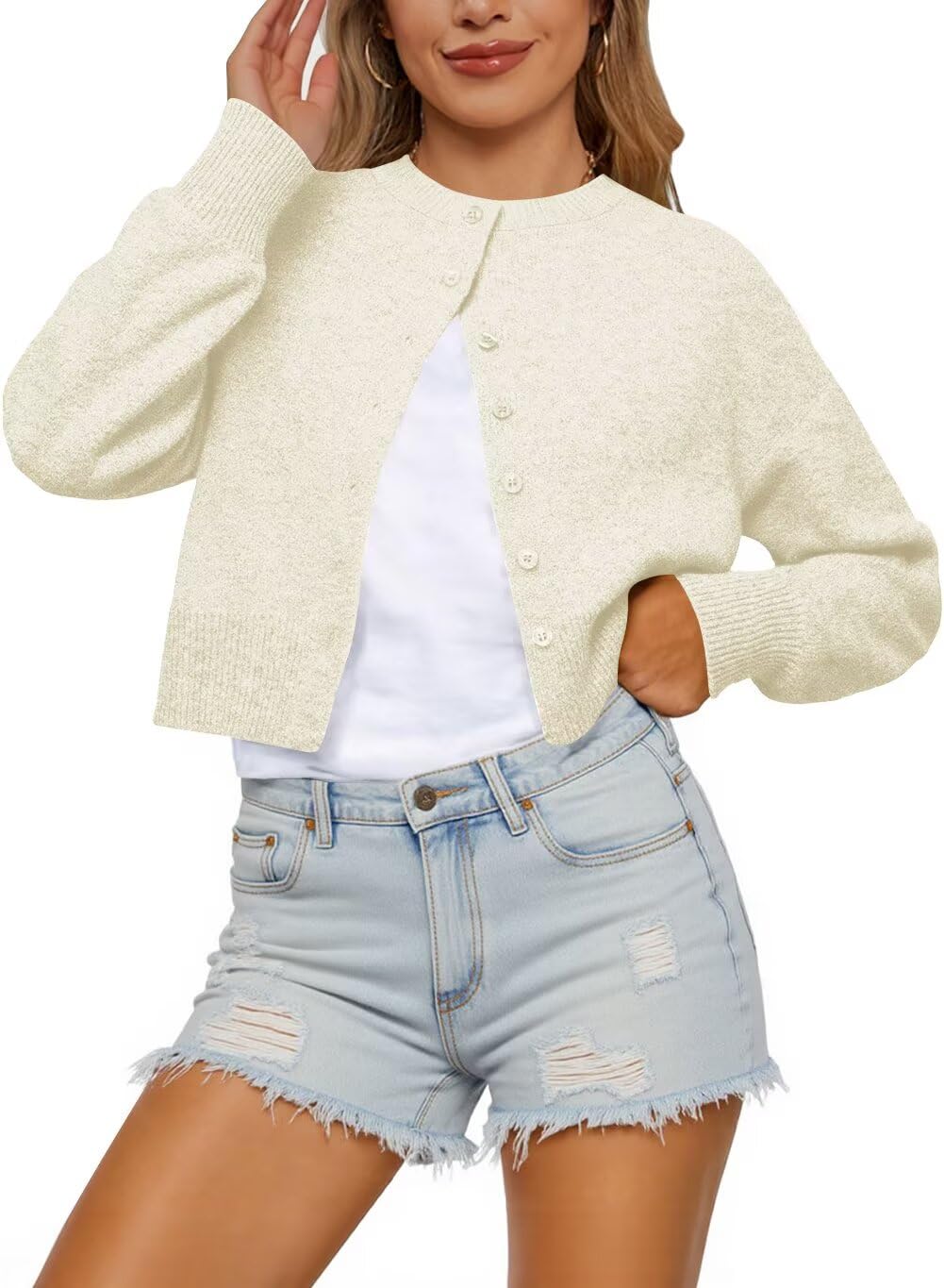Cropped Cardigan 2025 Fall Sweaters for Women Lightweight Long Sleeve Open Front Knit Y2K Fashion Outfits