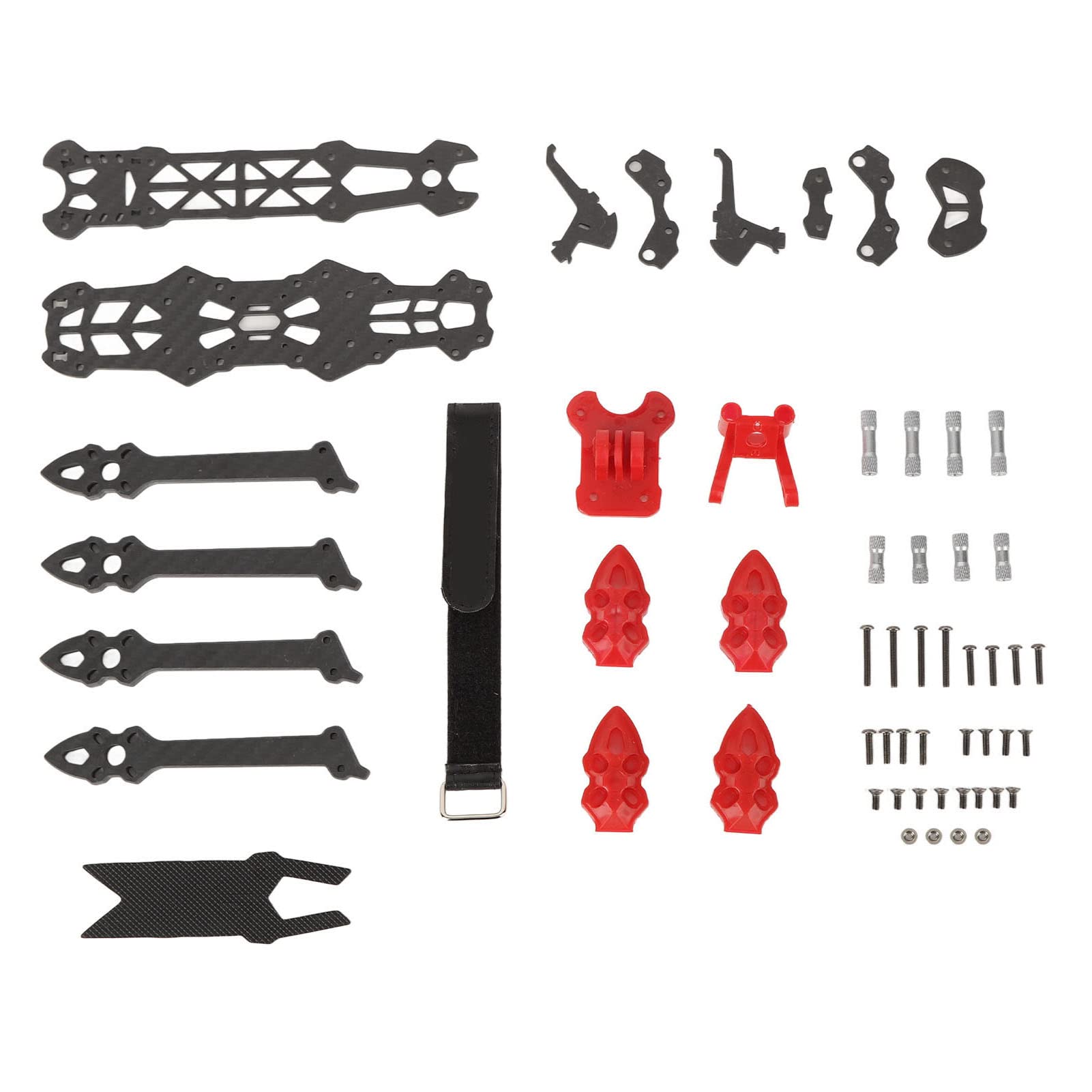 para el marco de drones de carreras FPV, distancia entre ejes de 225 mm, marco de quadcopter de fibra de carbono para accesorios de drones RC, liviano y duradero, fácil (Rojo)