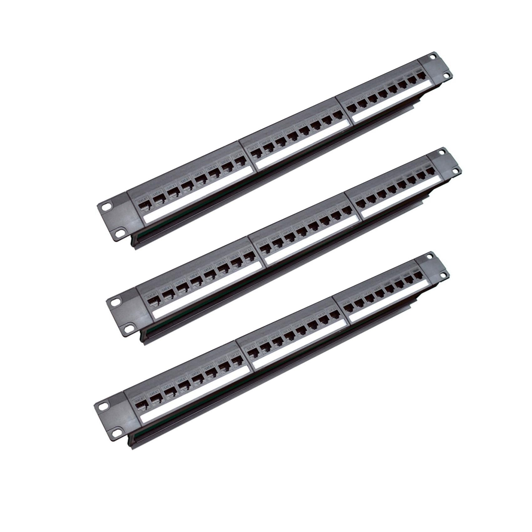 3 x 19-1U szafka-przejście szafy, 24-portowy panel krosowy CAT6, złącze kontaktowe RJ45 (RJ45), rama modułowa