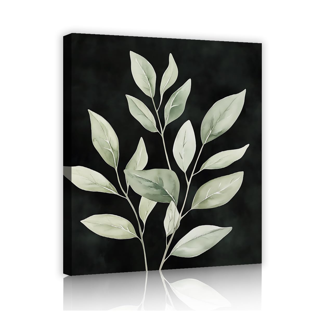 Via Vela Pintura de cartel con lápida botánica verde con estampado de hojas y pintura de cartel minimalista moderno para salón dormitorio Decoración del hogar 60x80cm
