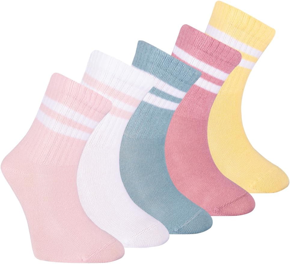 Noodle Seamless-Toe Turkish Cotton Crew Socks – Cool Comfort 5-Pack Kids Socks Noodle Seamless-Toe Turkish Cotton Crew Socks – Cool Comfort 5-Pack Kids Socks