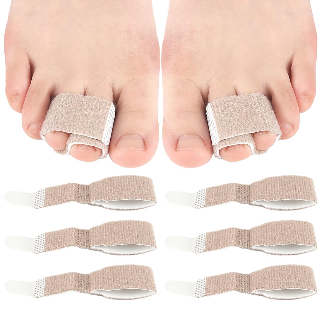 Raddrizza dita dei piedi,Tutore correttivo per dita a martello in 6 pezzi con imbottitura e benda protettiva per dita a martello/fratture/curve/sovrapposizioni delle dita dei piedi.