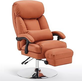 BarberPub Beauty Chair, 360° Rotating Lifting Facial Beauty Spa Chair, Adjustable Tattoo Salon Spa Esthetician Beauty Equipment 3571 (Faux Leather, Orange)