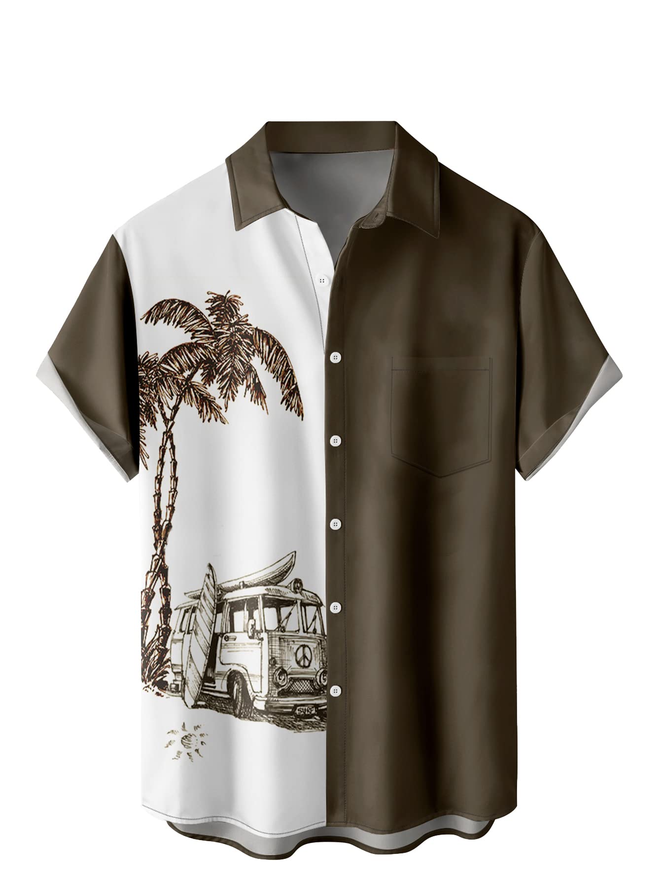 Hawaiian Shirts for Men Loose Short Sleeve Mens Beach Shirts Resort Casual Shirts