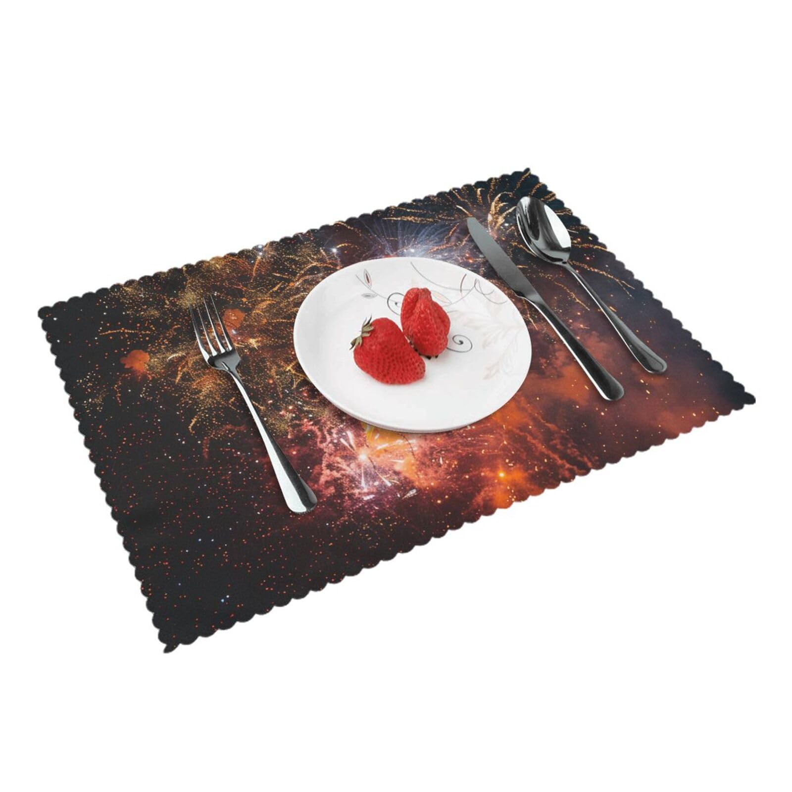 Fireworks Printed Placemat Heat Resistant Place Mats Set of 4 PCS Washable Kitchen Table Mats, 12x18 Inch