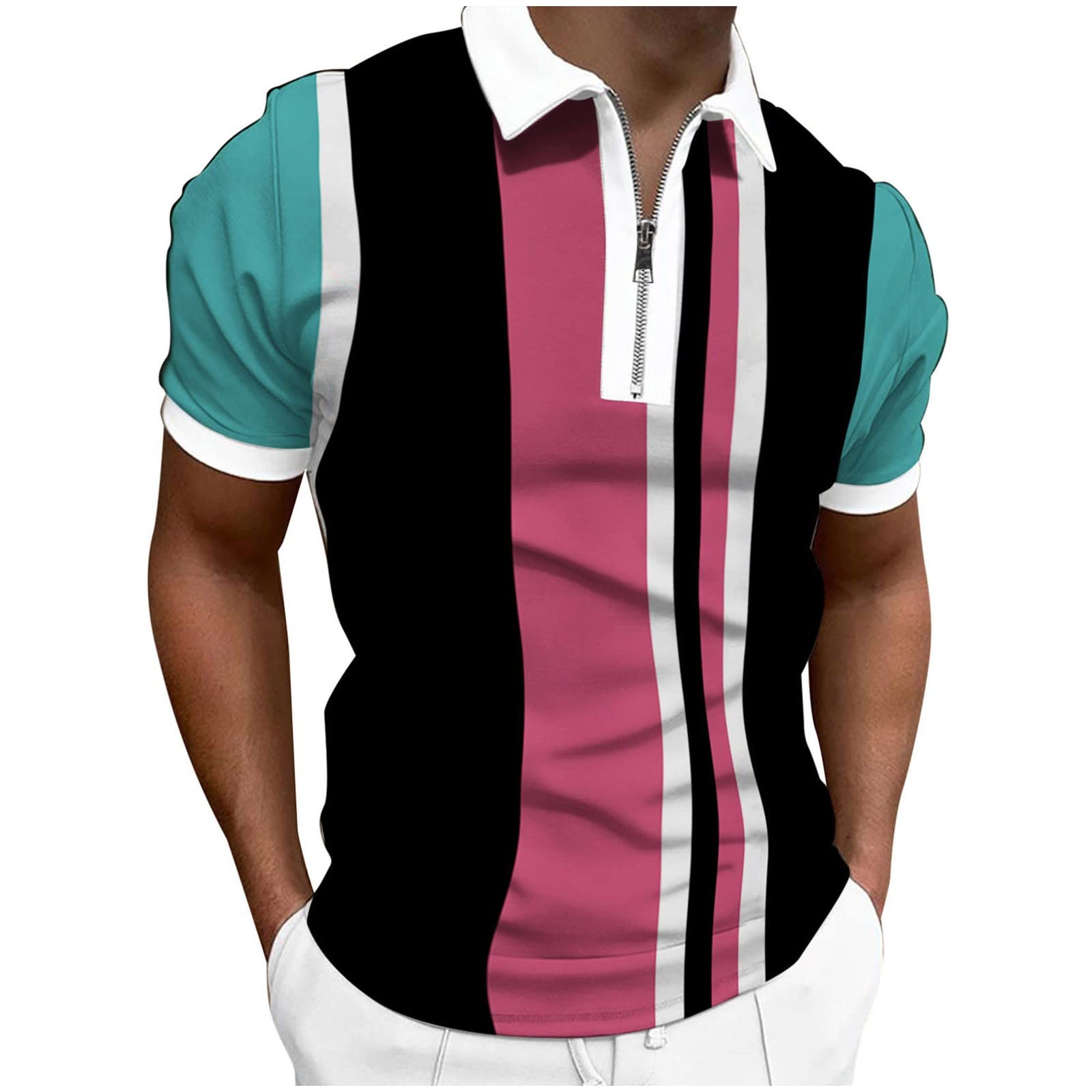 NQyIOS Men's Short Sleeve Polo Shirts Contrasting Colors