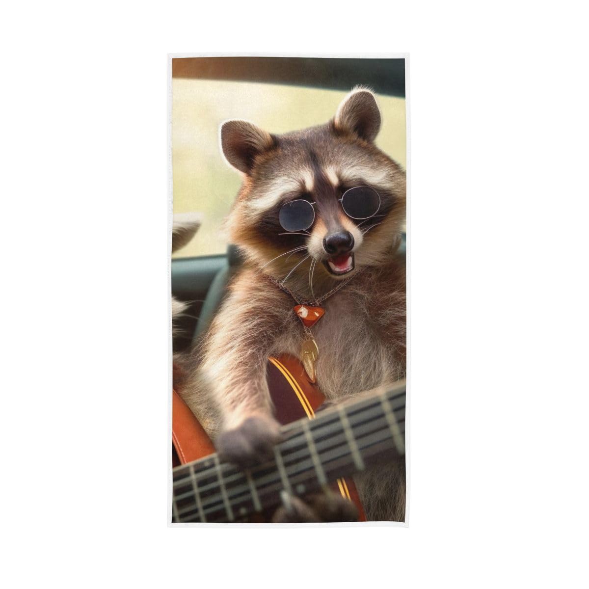 HUYGD Funny Raccoons in Car Hand Towels for Bathroom, Hand Towels for Bathroom, Shower, Hotel, Spa 15 x 30 Inches