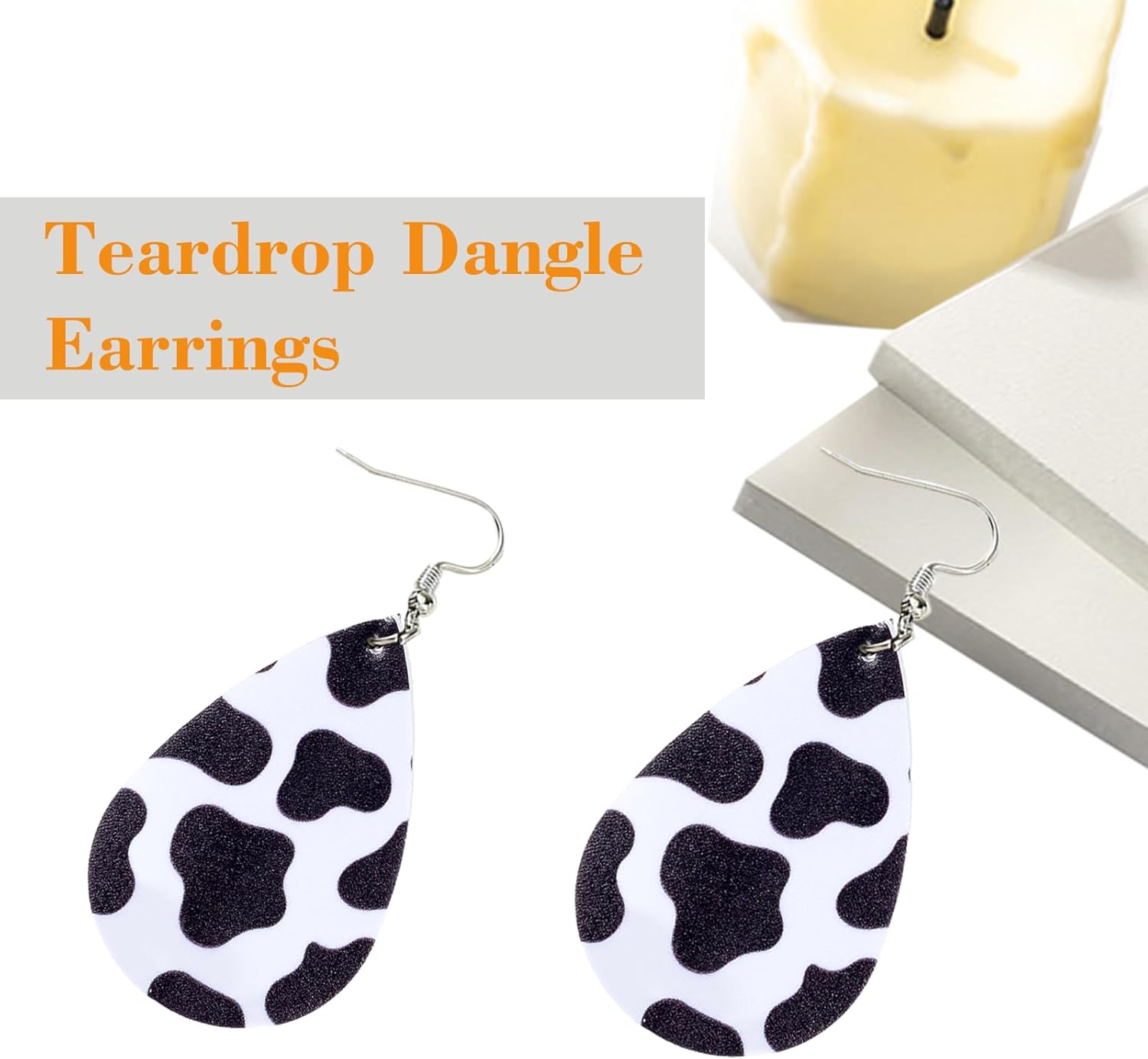 Cow Print Earrings for Women, Festive Dangle Black and White Earring, for Various Festivals Celebration Party, Trendy Cow Print Dangle Fun Hook, for Jewelry Outfits Accessories - Image 6