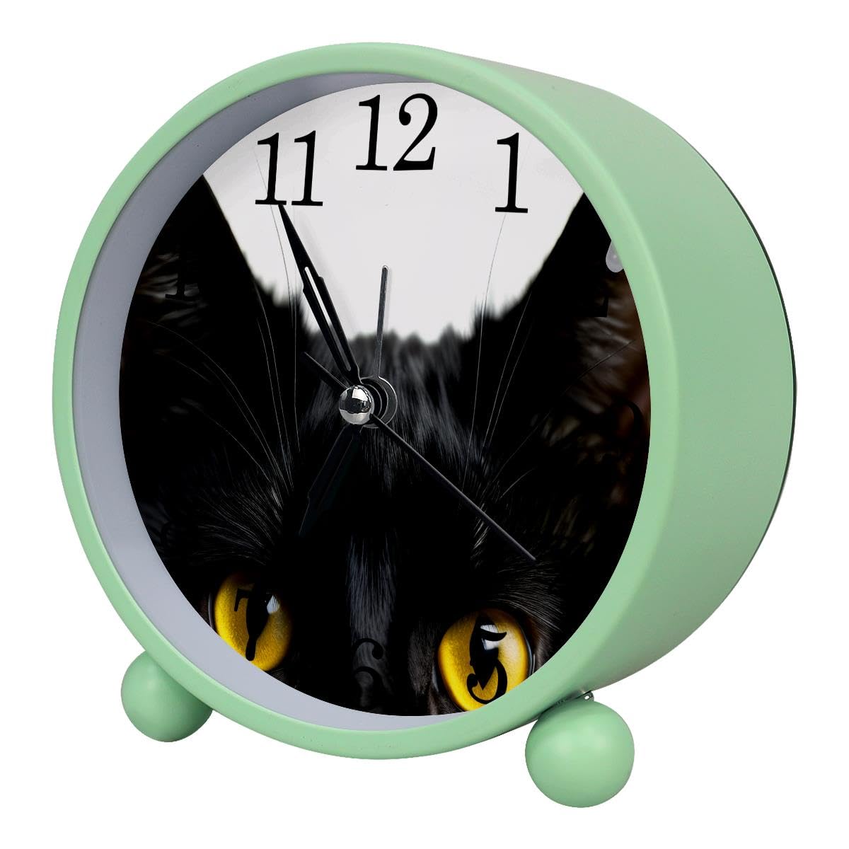 Luoweisi Alarm Clock Black Cat, Silent Non-Ticking with Night Light