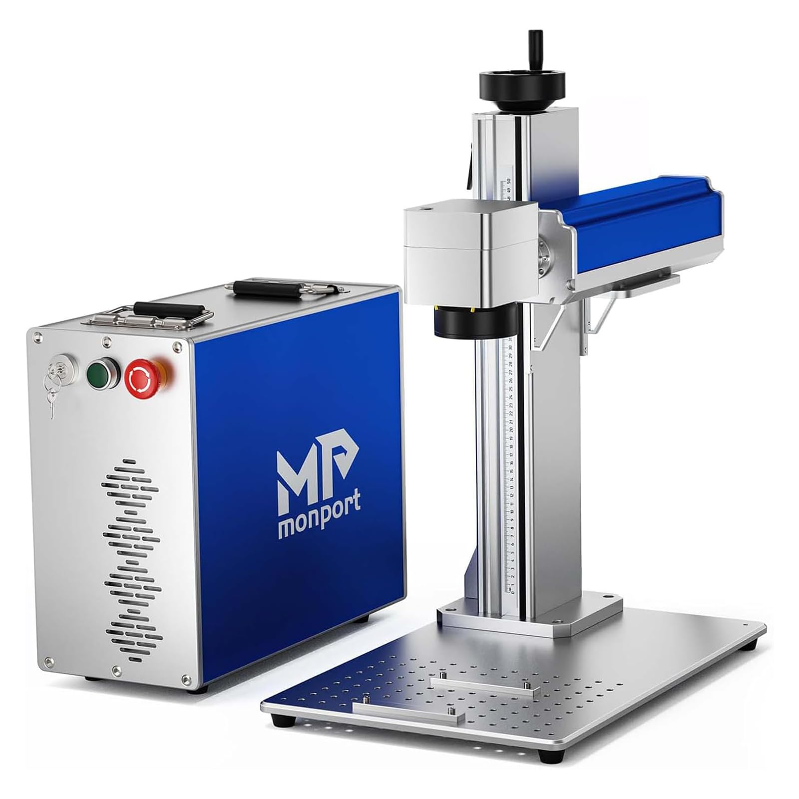 Monport 50W Fiber Laser Engraver with 3D & Deep Engraving, 7.9" x 7.9" Work Area, 10000mm/s 360°Laser Marking Etching Machine for Metal, Silver, Stainless Steel, Gold and More