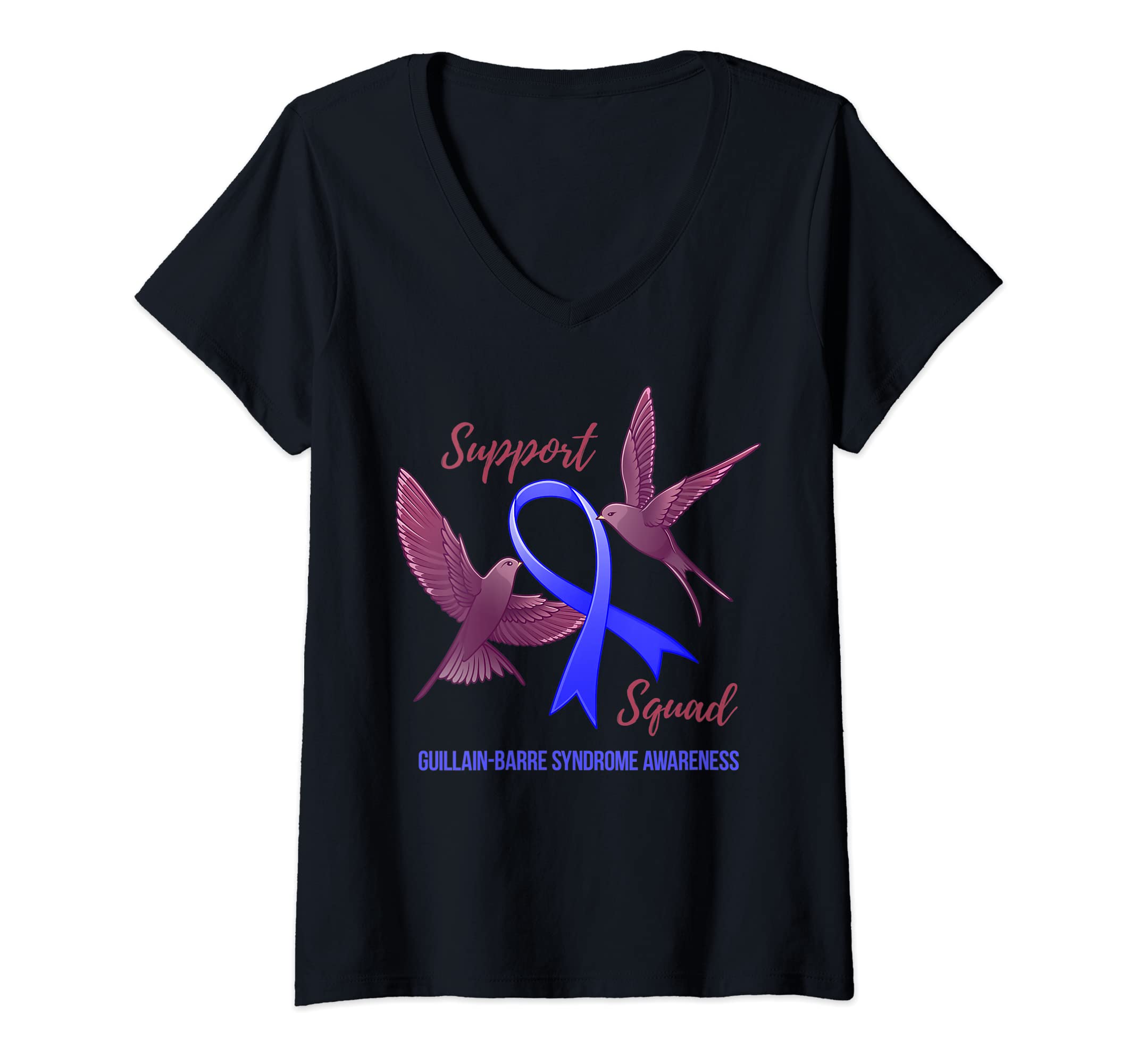 Womens Guillain-Barre Syndrome Awareness Support Squad V-Neck T-Shirt