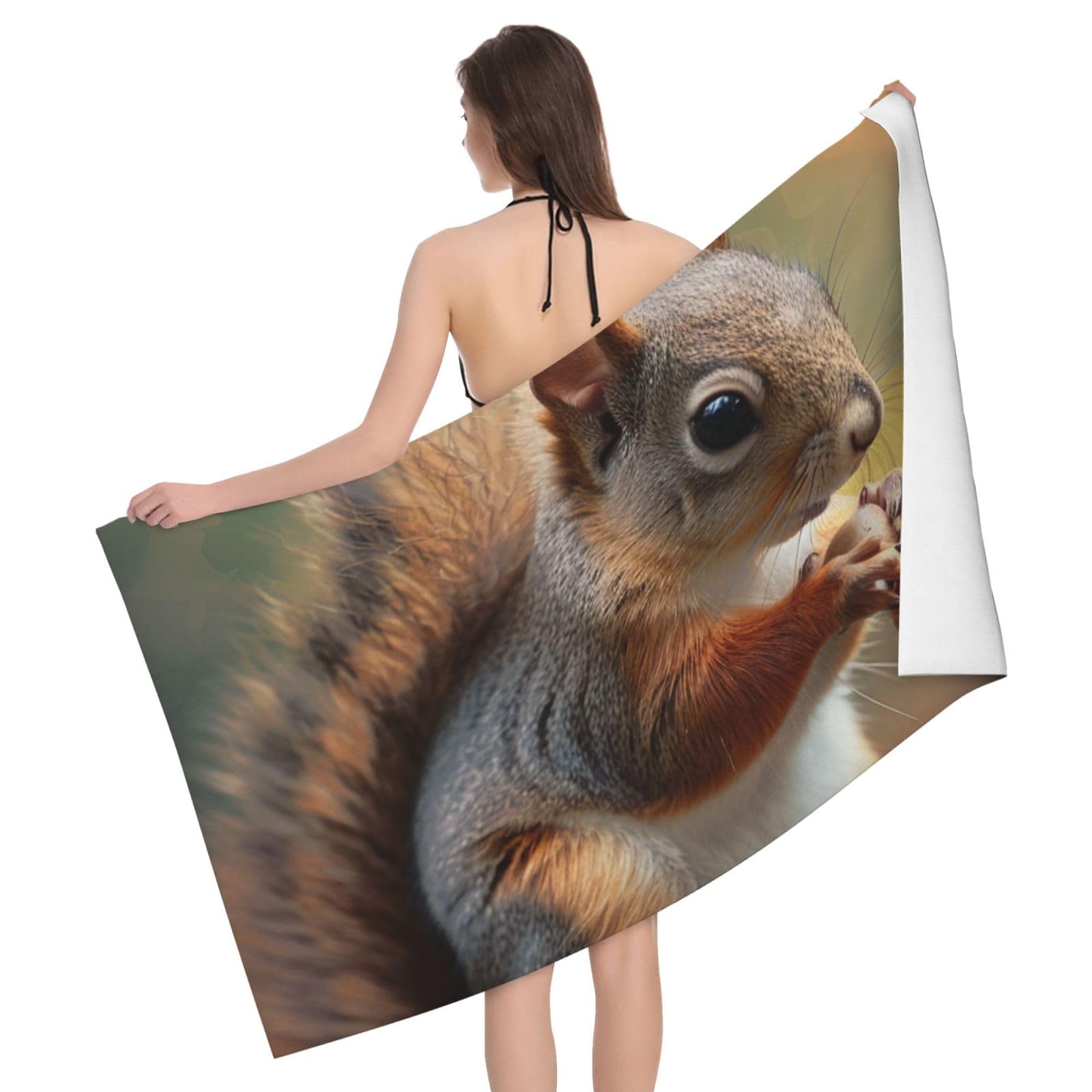 BWWHCCTI Cute Squirrel Printed Microfiber Quick Dry Bath Towel, Soft Beach Towels for Travel,Camping,Gym,Beach,Swimming,Yoga, 130x80 CM