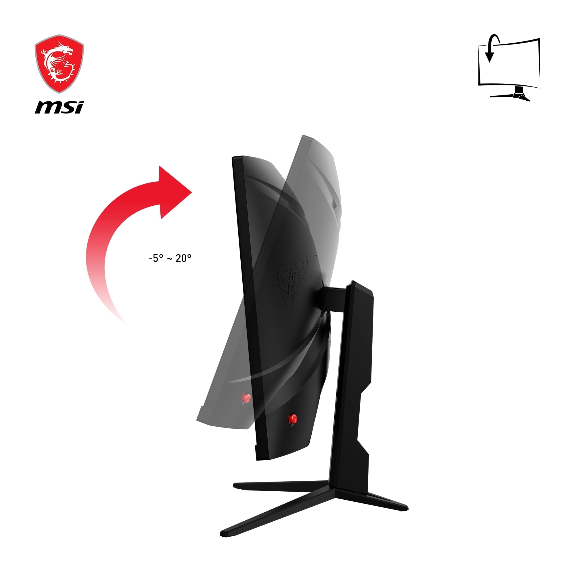 MSI G2422C Écran Gaming incurvé 23.6" FHD | Dalle VA 1920x1080, 180Hz, 1ms, courbure 1500R, compatible VESA, HDMI, DisplayPort, Adaptive-Sync