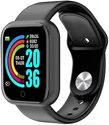 Smartwatch D20 Inteligente Bluetooth, Compatível com iOS e Android, com Notificações de Redes Sociais, Pedómetro e Controlo de Música