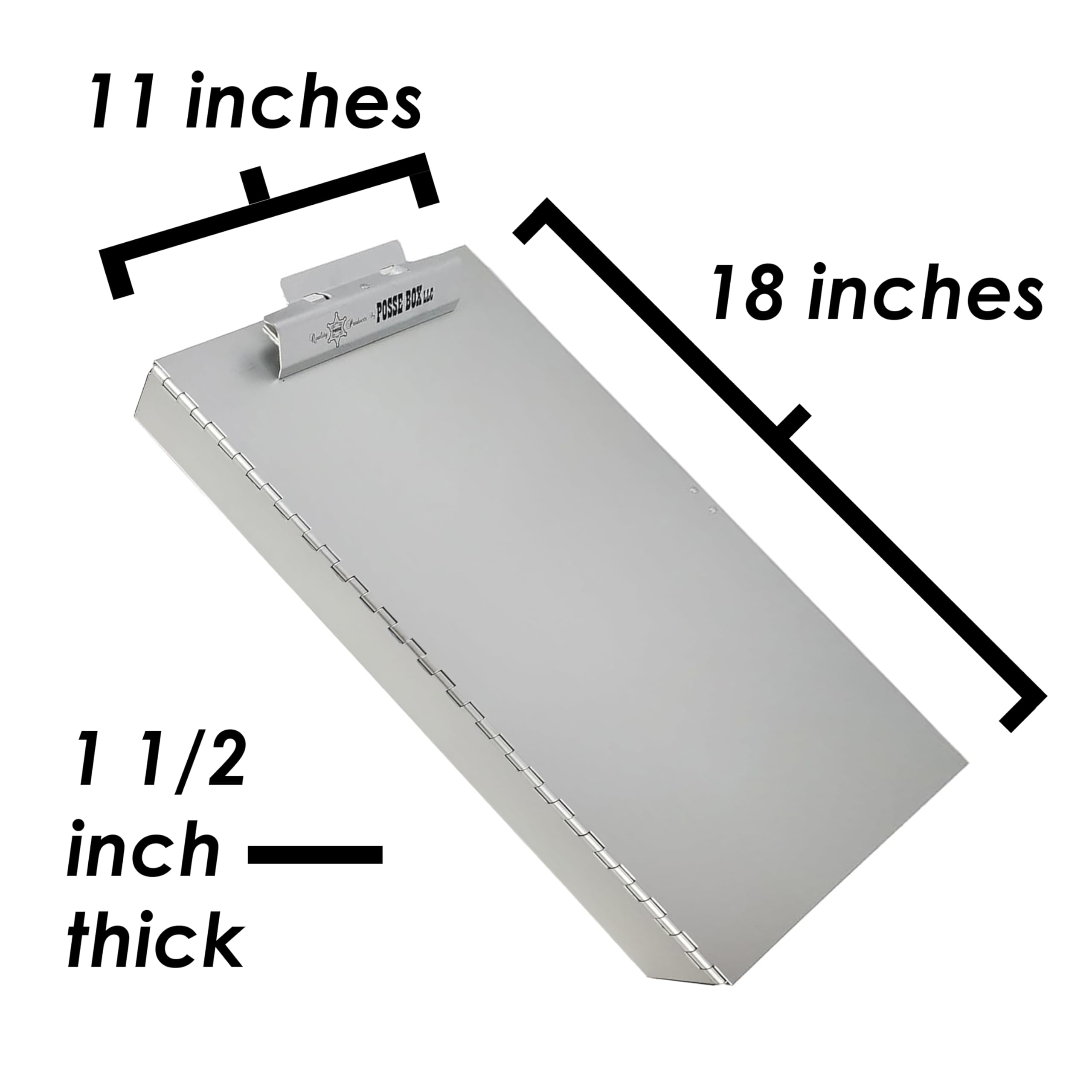 Posse Box - Seitenöffnendes Klemmbrett mit einem Fach PBxL-85-S · eloxiertes Aluminium in Silber · 45,7 x 27,9 x 3,8 cm · Aufbewahrungs-Organizer