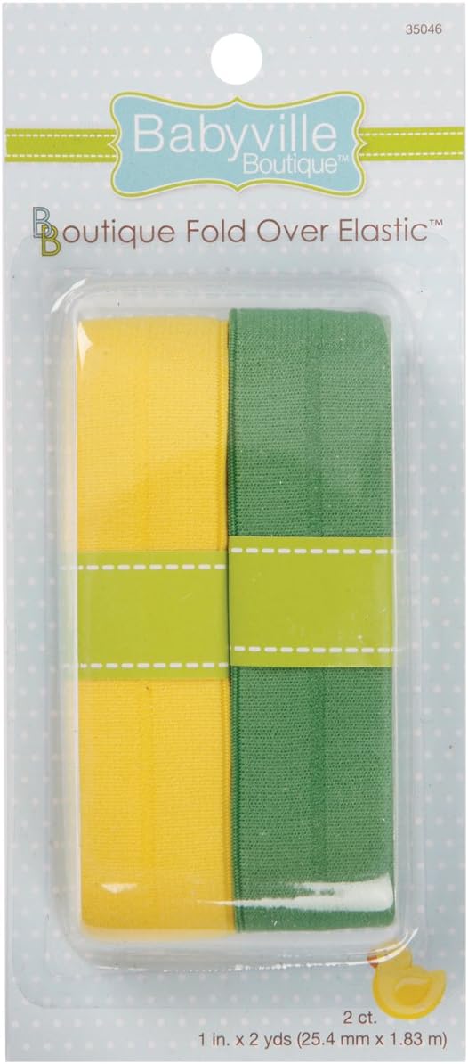 Babyville Boutique 35046 Fold Over Elastic, Solid Yellow & Solid Green