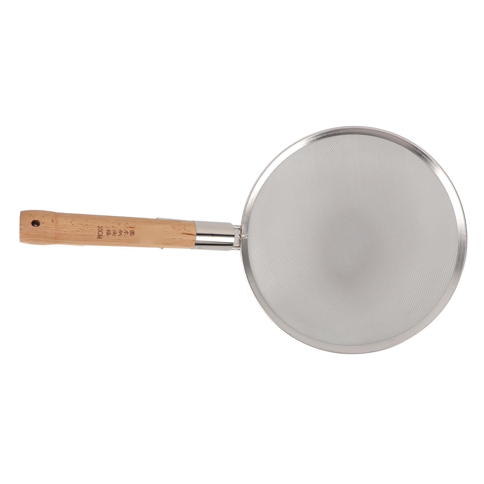 Schaumlöffel-Sieb, Feinmaschiger Schaumlöffel mit Holzgriff, Edelstahl 304, Leicht, Tragbar, Großer Schaumlöffel Zum Kochen und Braten (30 cm Durchmesser)