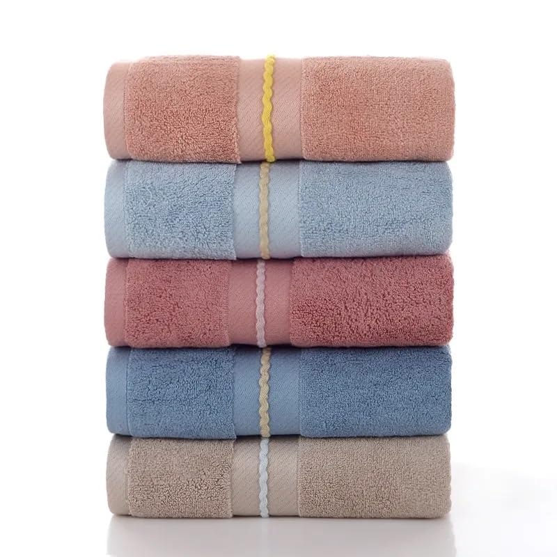 ANGLOMECotton Bath Towel Set Used For Homes, Spas and Hotels, Sky Blue (3 pcs)- 34 x 34 cm, 34 x 75 cm, 70 x 140 cm, Golden Silk Design, Water Absorptant, Durable