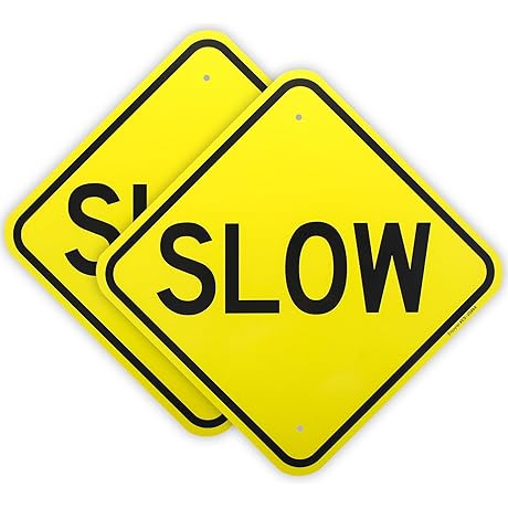 Reflective Traffic Slow Signs - 12 x 12" Aluminum