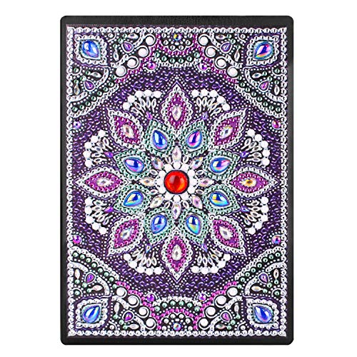 Lxmsja Diamond Painting Notebook, Diamond Art Notebook, DIY Special Shaped Diamond Painting Cover Purple Picture Notebook Diamond Painting Diary Book 100 Pages/50 Sheets A5 Plain/Blank Office Notebook