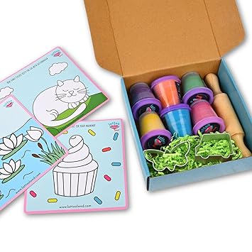 Lattooland Timeless Clay Dough Kit | Chemical Free Clay | Taste-Safe, Non-Toxic, Multi-Sensory Dough Play Set for Kids 1.5 Years+ | 6 Colors, 3 Tools, 3 mats - image, photos