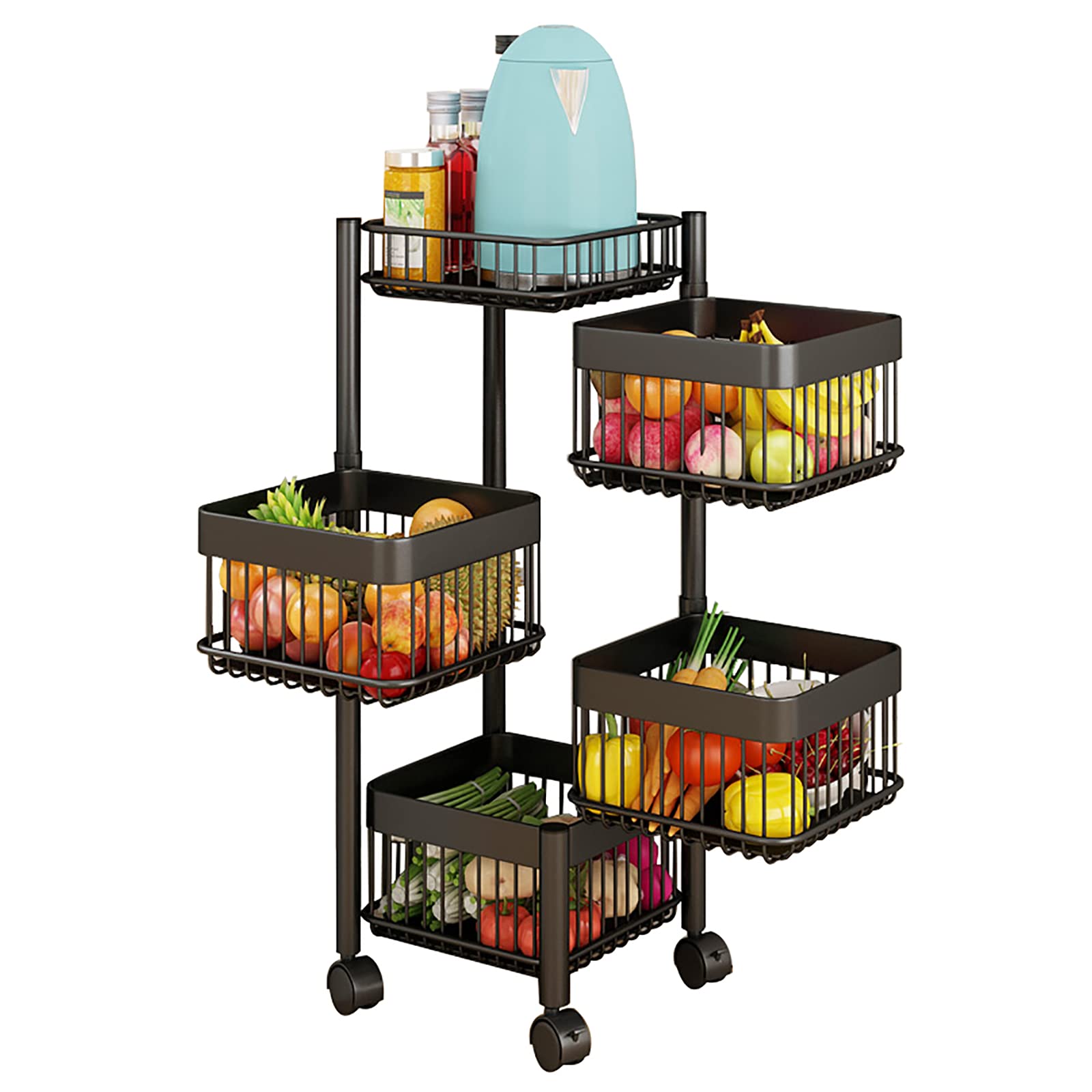 MFRELMNZG Rolling Kitchen Trolley Cart with Lockable Wheels for Tea Coffee Wine Cakes Serving