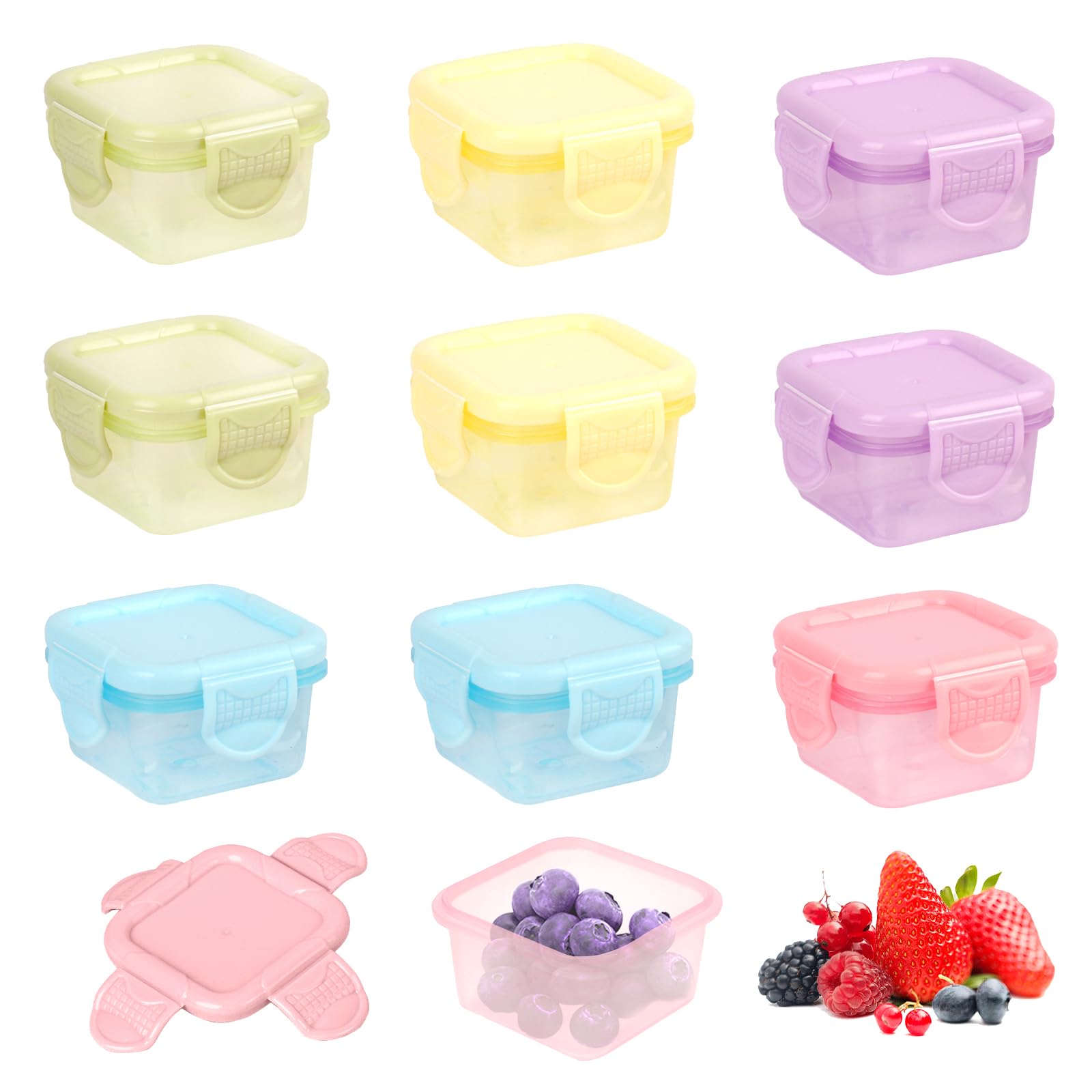 10 pezzi piccoli contenitori quadrati con coperchio, 5 colori mini contenitori in plastica, contenitori per alimenti per salse, intingoli, spezie, yog | Leroy Merlin