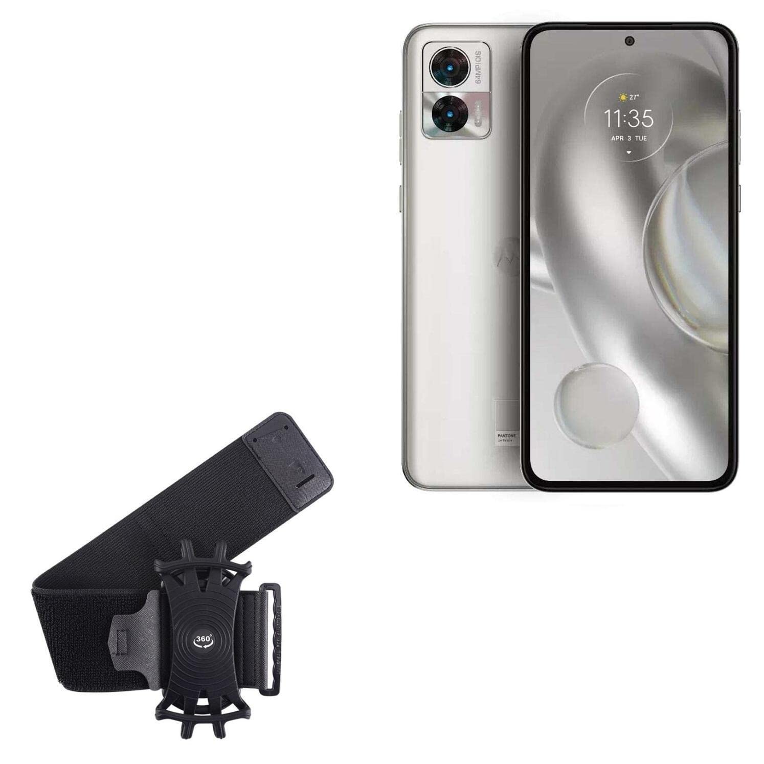 BoxWave Holster Compatible with Motorola Edge 30 Neo - ActiveStretch Sport Armband, Adjustable Armband for Workout and Running - Jet Black