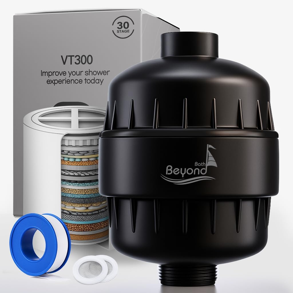 30 Stage Shower Filter Shower Head Filter High Output Softener Reduces Dry Skin Chlorine Odors Black for Hard Water Shower Head Filter Black