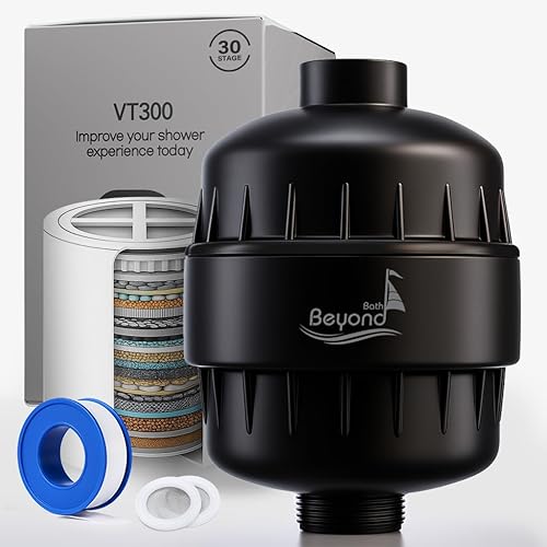 Filtro de ducha de 30 etapas, filtro de cabezal de ducha, suavizante de alto rendimiento, reduce los olores de cloro de la piel seca, color negro