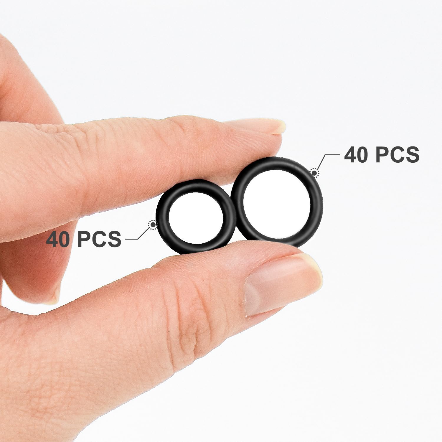 80 anelli O-ring per idropulitrice da 1/4" (40 pezzi), 3/8" (40 pezzi), accoppiatore a connessione rapida M22, raccordi per idropulitrice a connessione rapida, o anello, parti rondella (nero)