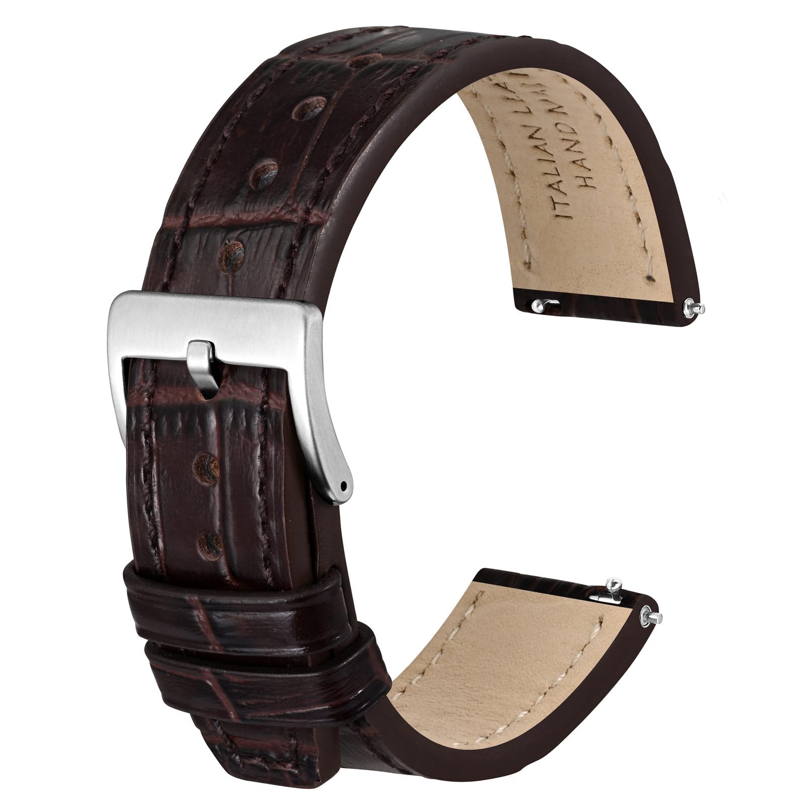 ANBEER Italian Alligator Grain Embossed Pattern Leather Watch Band